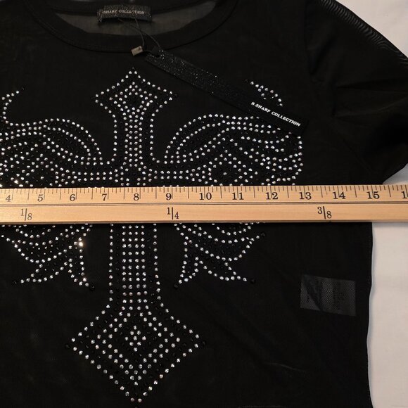 Women's sheer long sleeve crop-top blouse from the B Sharp Collection. Size S. - Picture 4 of 8